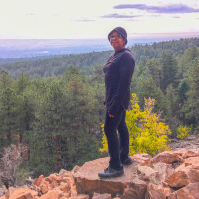 Mia Ransom Parnell at Chautauqua Park on the Flatiron Trail in Boulder, Colorado